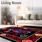 Crimson Blue Dancer With Red Accents Rug