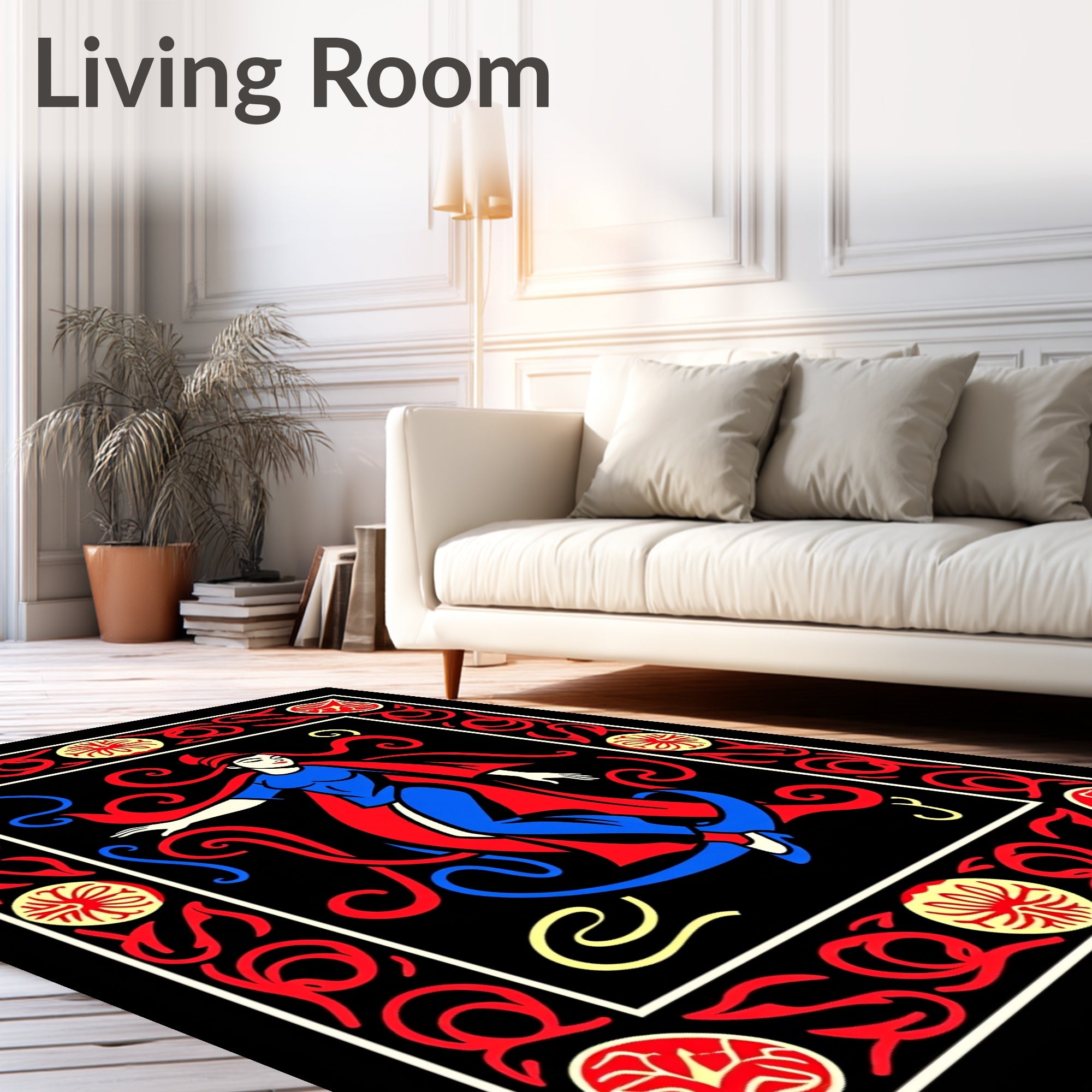 Crimson Blue Dancer With Red Accents Rug