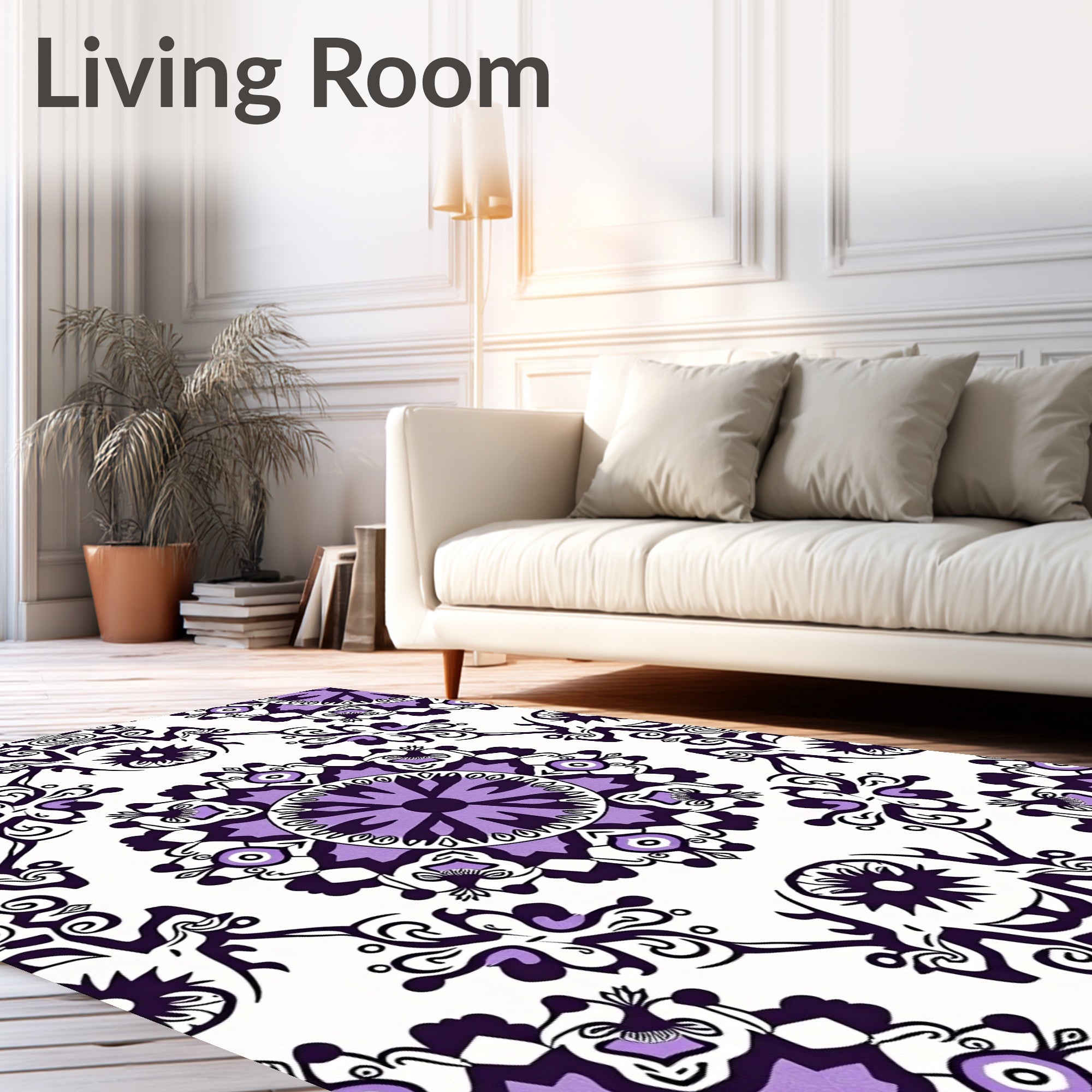 Vintage Lavender Mandala Art Rug
