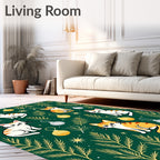 Green Whimsical Cat Christmas Ornament Rug