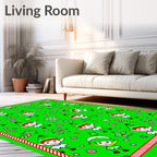 Festive Green Elf Candy Cane Christmas Rug