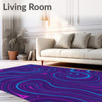 Vibrant Swirl Blue and Pink Lines Rug