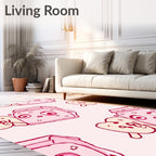 Whimsical Pink Heart Milk Carton Repeat Rug