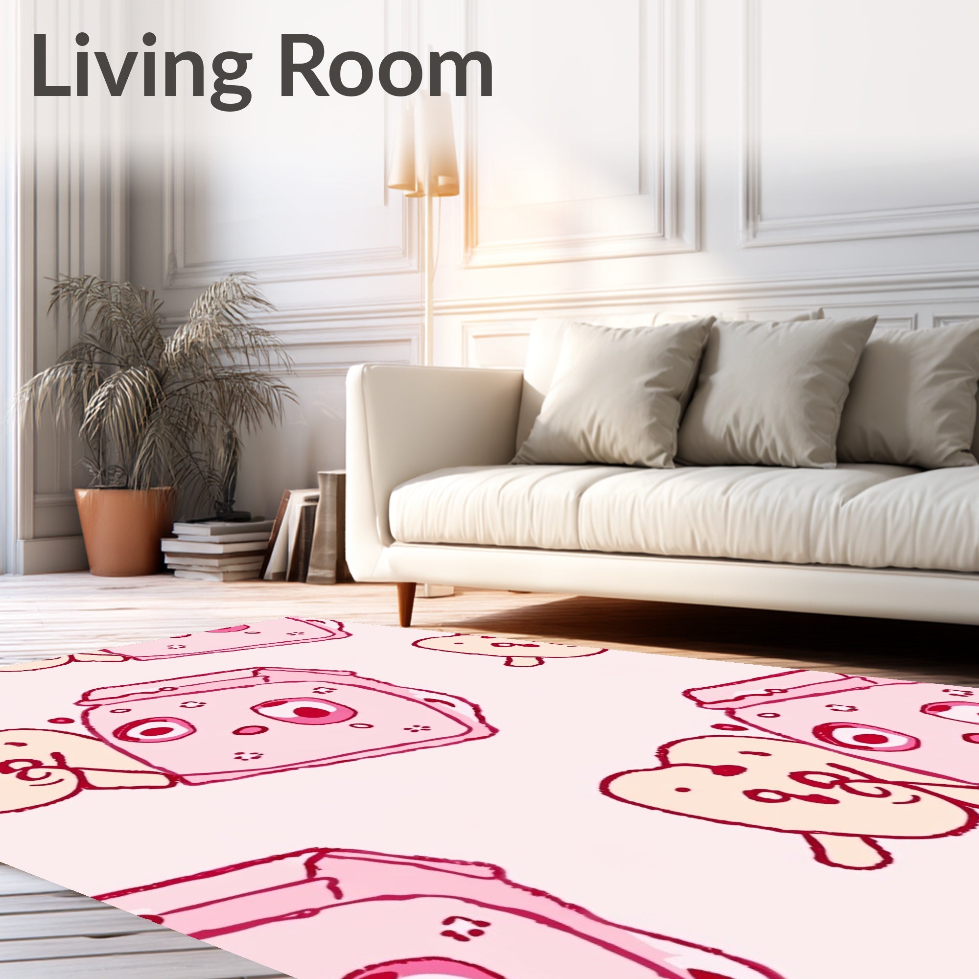Whimsical Pink Heart Milk Carton Repeat Rug