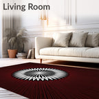 Crimson Radial Burst Flower Rug