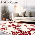 Crimson Floral Medallion Arrangement Rug