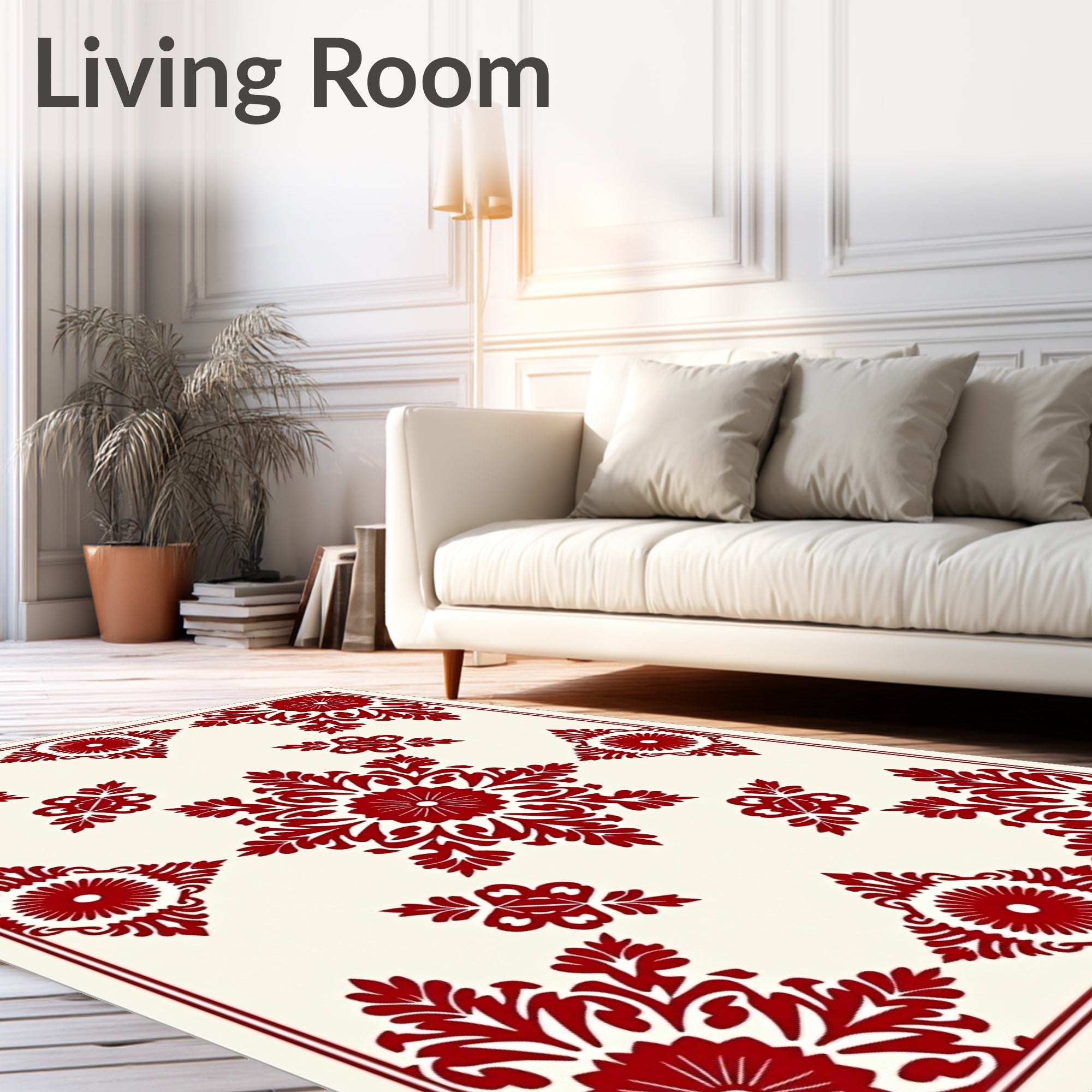 Crimson Floral Medallion Arrangement Rug