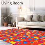 Vibrant Geometric Blocks Abstract Collage Rug