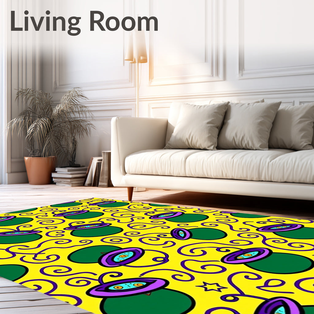 Emerald Cauldron Swirl Yellow Motif Rug