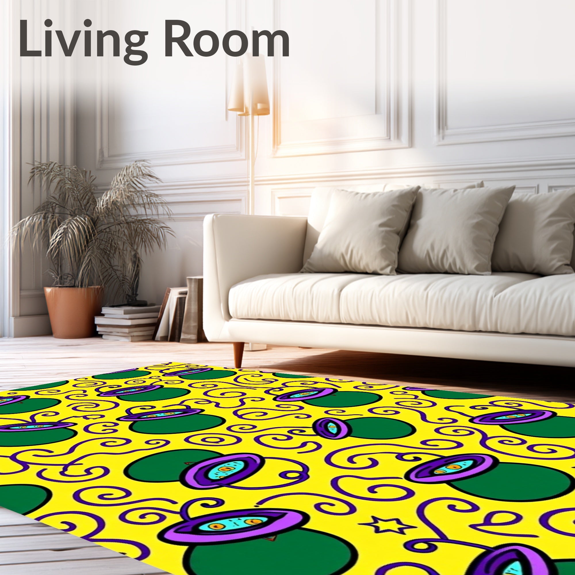 Emerald Cauldron Swirl Yellow Motif Rug