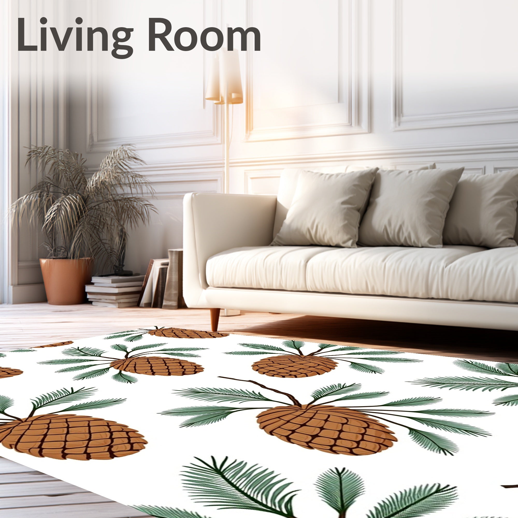 Rustic Pinecone and Pine Needle Collection Rug