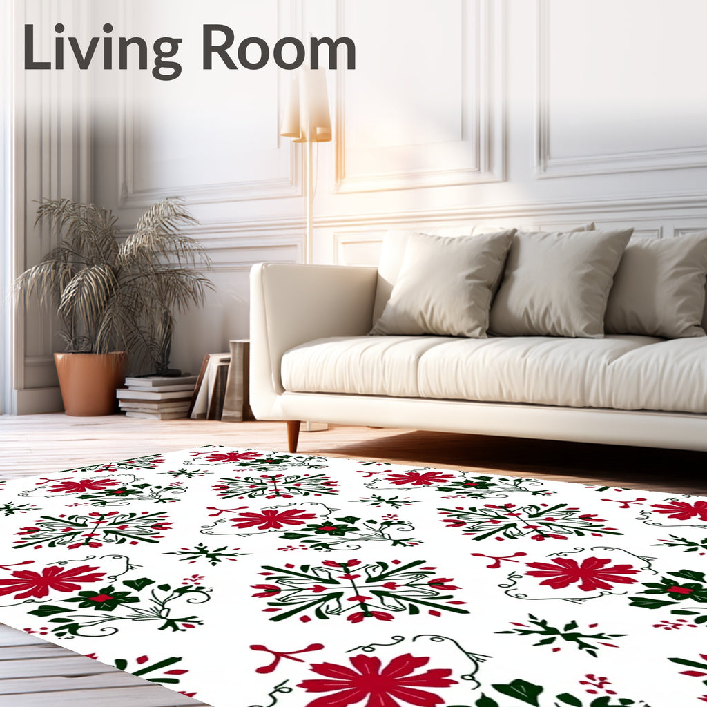 Classic Red Green Floral Symmetry Rug