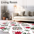 Classic Red Green Floral Symmetry Rug