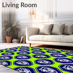 Lime Green Blue Shield Crest Rug