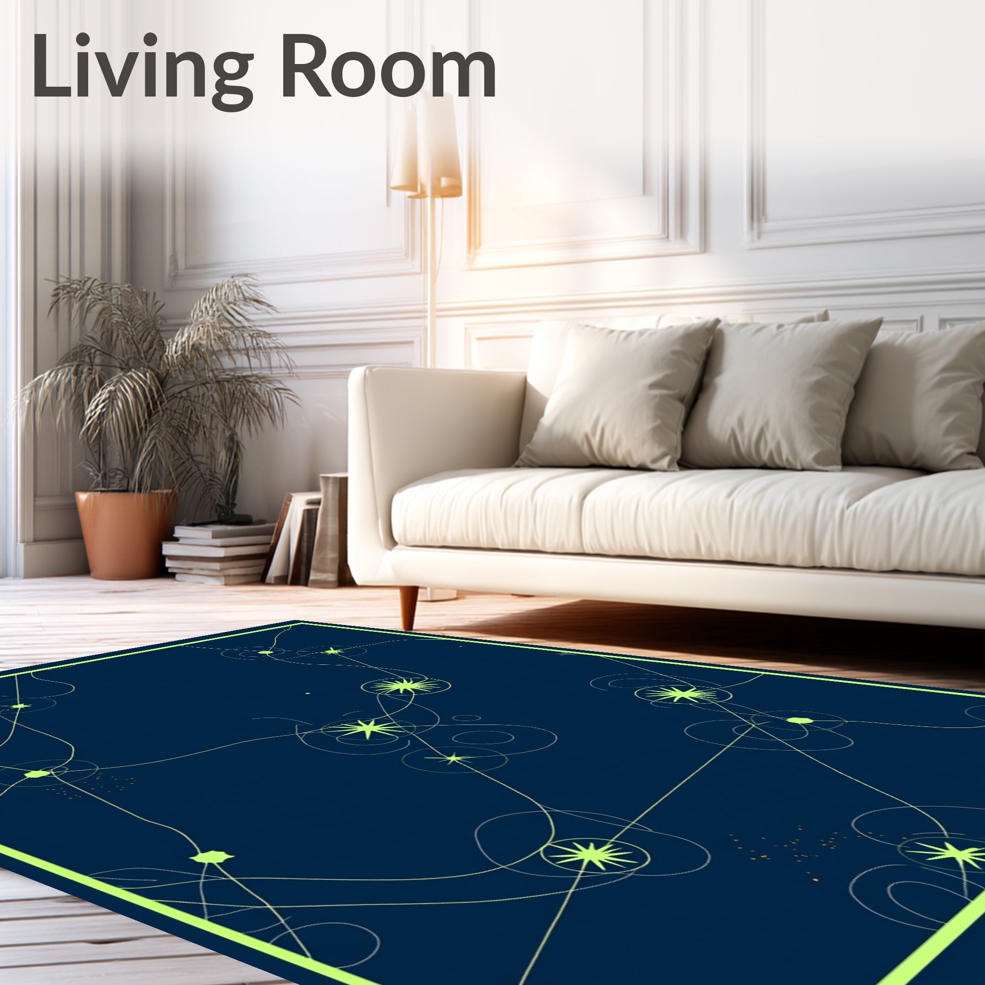 Celestial lime abstract star cluster Rug