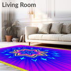 Vibrant Magenta Starburst Mandala Rug