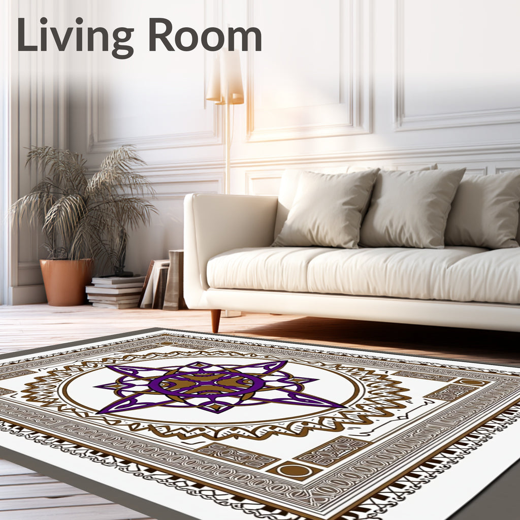 Purple Brown Interlocking Starburst Mandala Rug