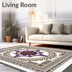 Purple Brown Interlocking Starburst Mandala Rug