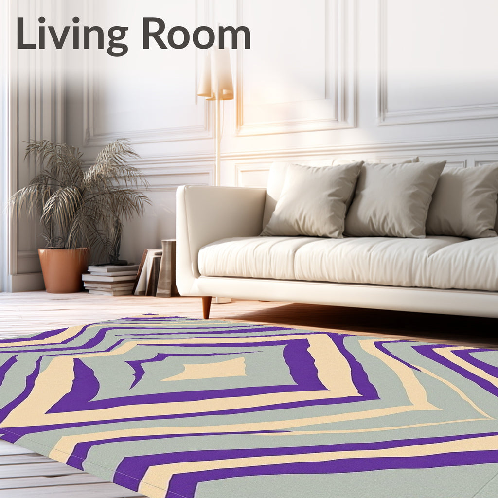 Purple Cream Zigzag Abstract Swirl Rug
