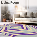 Purple Cream Zigzag Abstract Swirl Rug