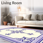 Ornate Lavender and Cream Scrollwork Rug