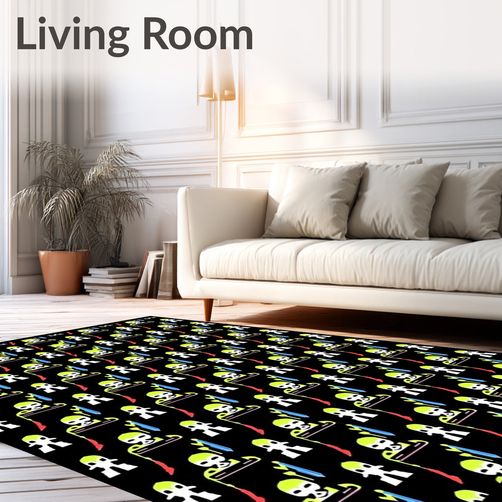 Playful Alien Icons Geometric Repeating Rug