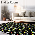 Playful Alien Icons Geometric Repeating Rug