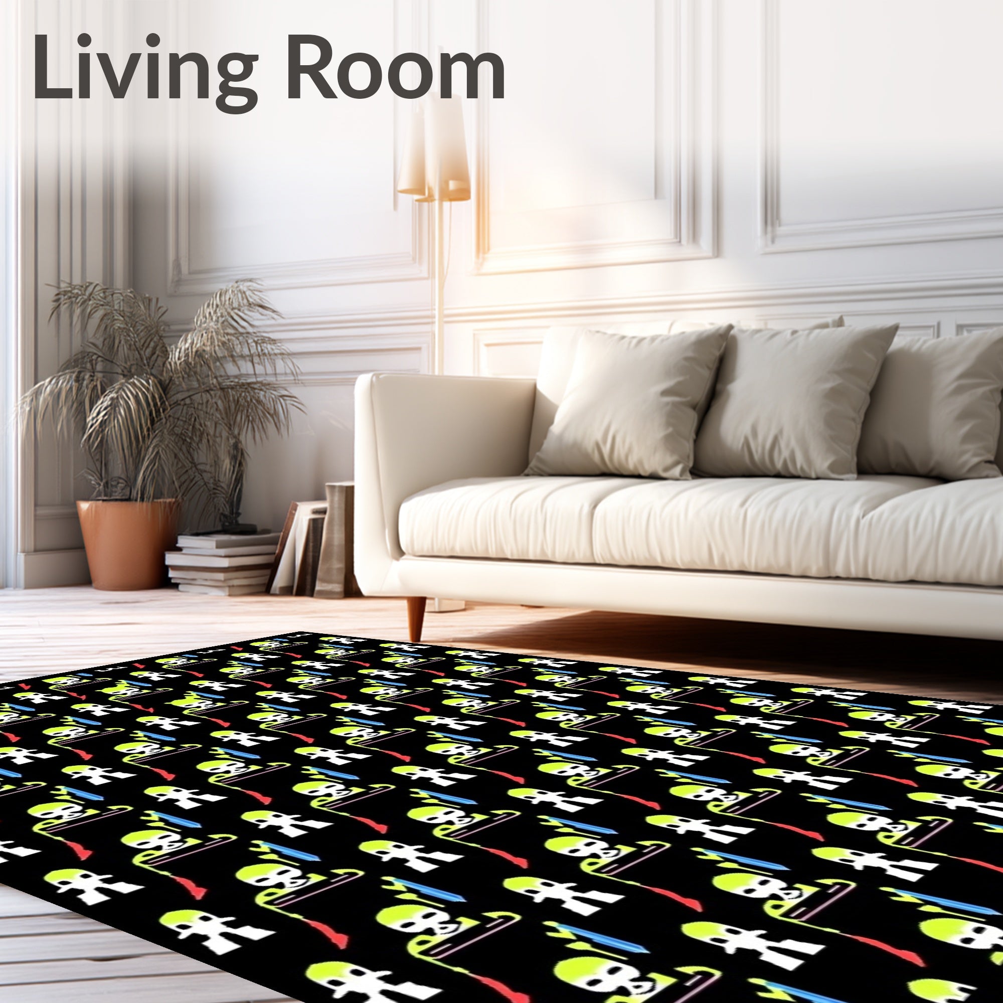 Playful Alien Icons Geometric Repeating Rug