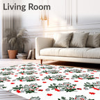 Red Green Abstract Floral Arrangement Rug