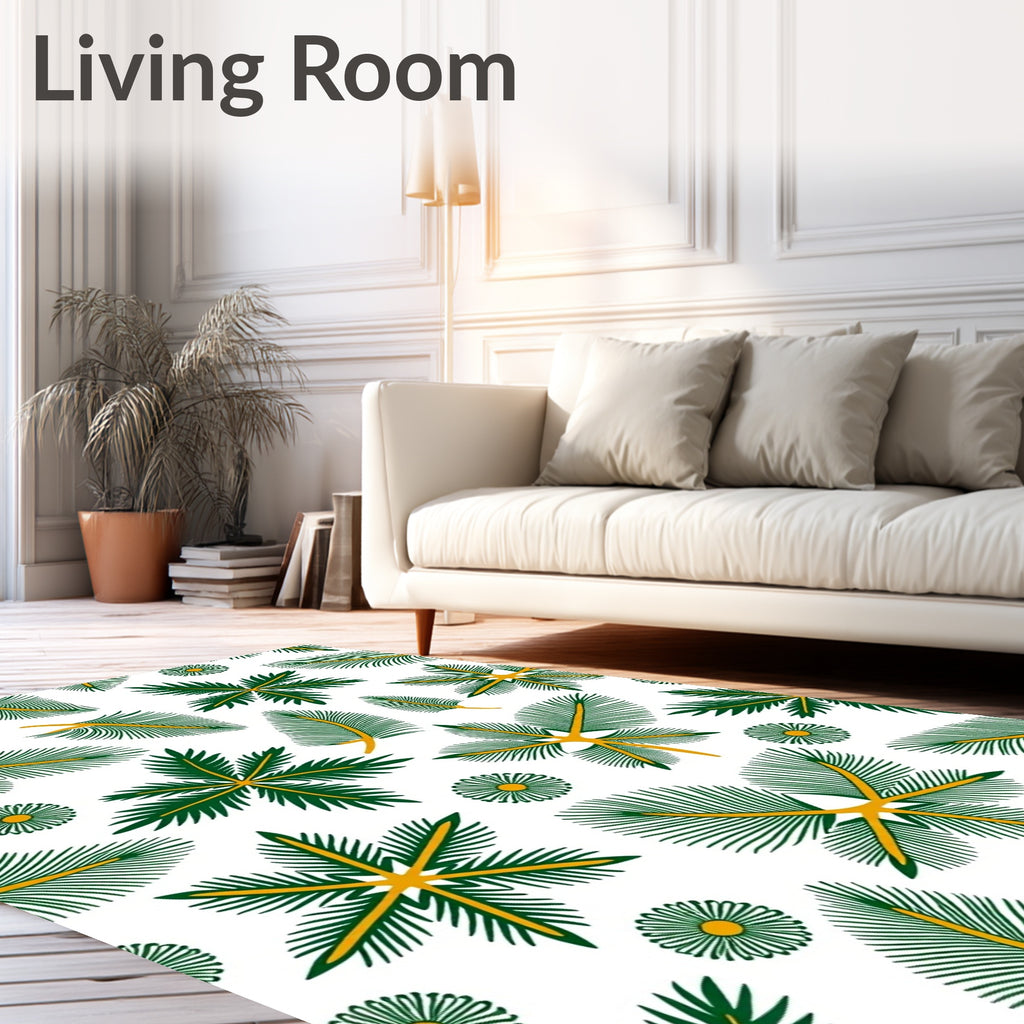 Green Yellow Fern Abstract Rug
