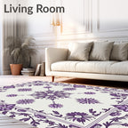 Violet Floral Medallion Border Rug