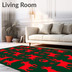 Red Reindeer Charm Festive Repeating Rug
