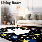 Whimsical Ghost Stars and Snowflakes Rug
