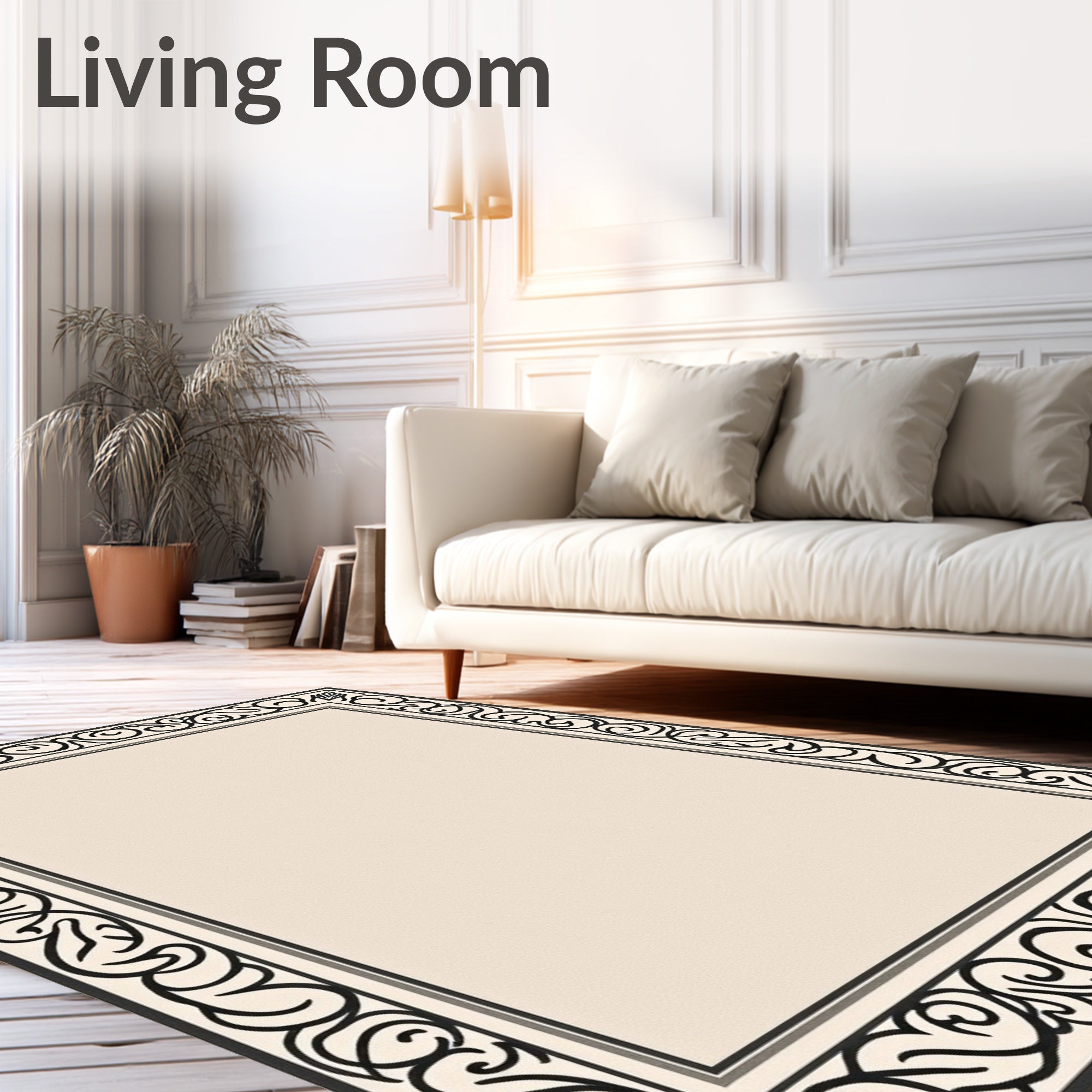 Classic Ivory Scroll Border Rug