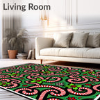 Whimsical Candy Cane Holly Swirl Rug