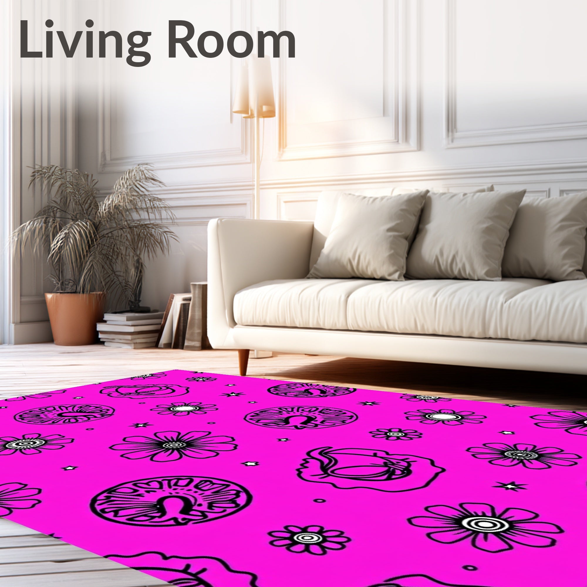 Pink Floral Medallion Starburst Repeat Rug