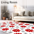 Red Floral Snowflake Medley Rug