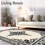 Classic Black Ivory Ornamental Medallion Rug