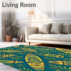 Yellow Tribal Surfboards Teal Tropical Foliage Rug