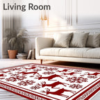 Deep Red Snowflake Stag Collection Rug