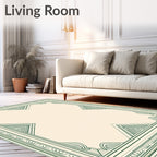 Emerald Green Geometric Corner Frame Rug