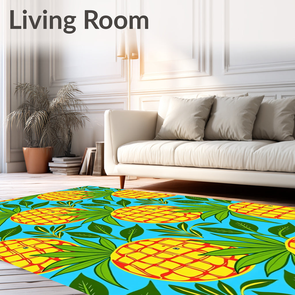 Tropical Yellow Pineapple Foliage Background Rug
