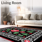 Festive Red Green Ornament Garland Rug
