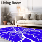 Bold Blue Feline Vine Art Rug