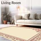 Art Nouveau Red Floral Cream Rug