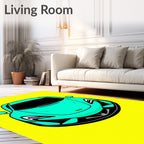 Aqua Sports Car Graphic Rug