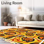 Bold Orange Yellow Abstract Shapes Rug