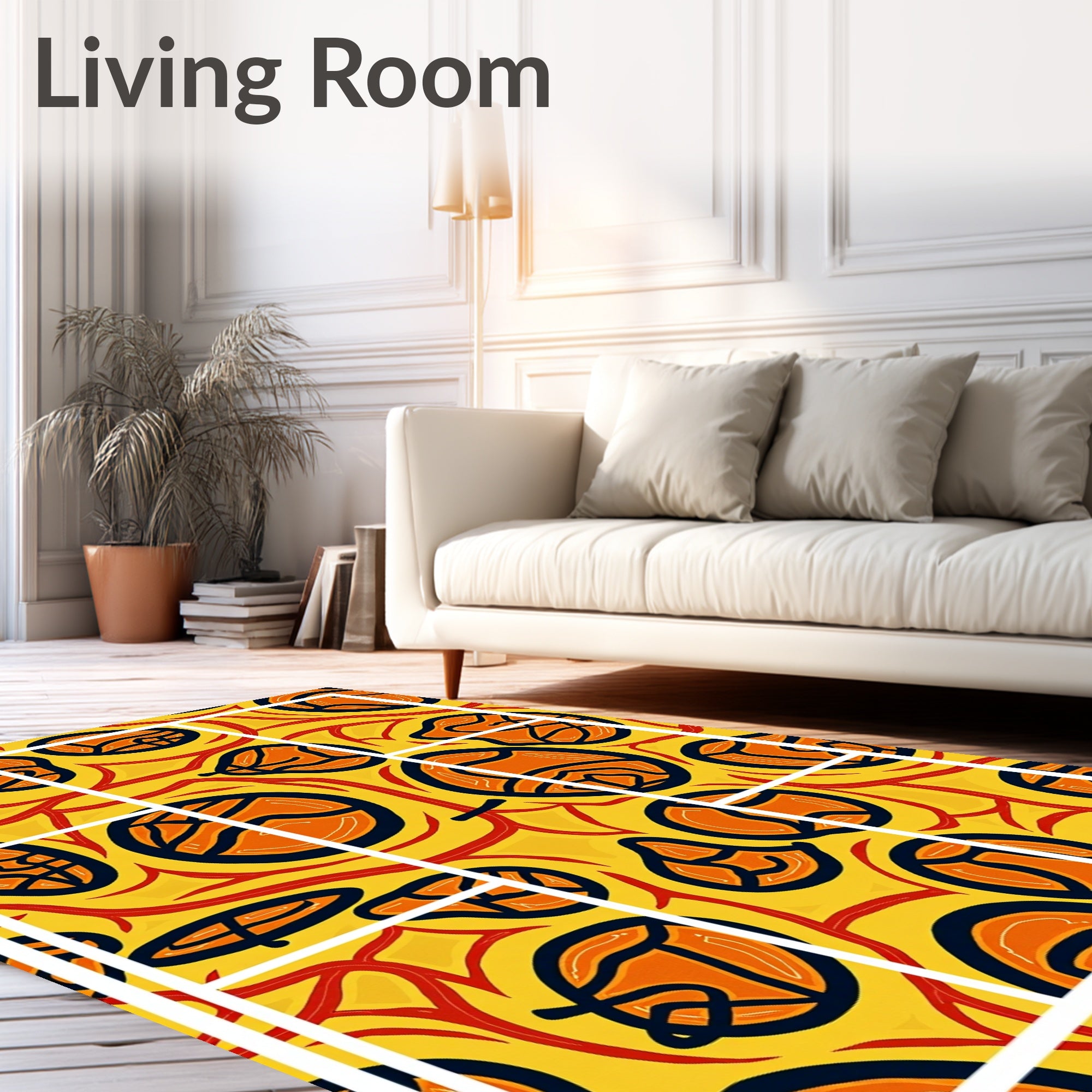 Bold Orange Yellow Abstract Shapes Rug