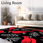 Bold Red Cardinal Branch Silhouette Rug
