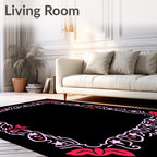 Crimson Pink Floral Star Scroll Frame Rug